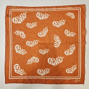 Levi's Vintage Spell Out Scarf 20 X 20 Orange White Made In Italy Heart Pattern